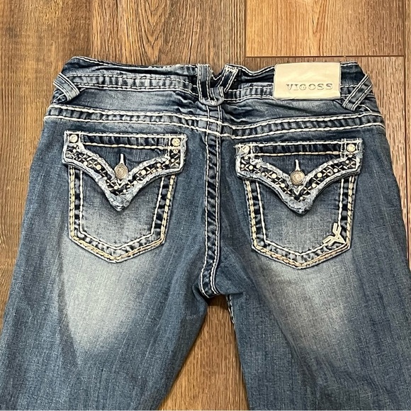 VIGOSS The New York Skinny Jeans Womens Size 3/4 Denim Rhinestones Ankle Stretch - Picture 8 of 16